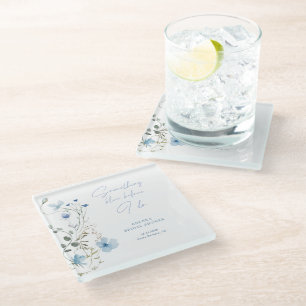 Etwas Blue Wildblume Brautparty Glasuntersetzer