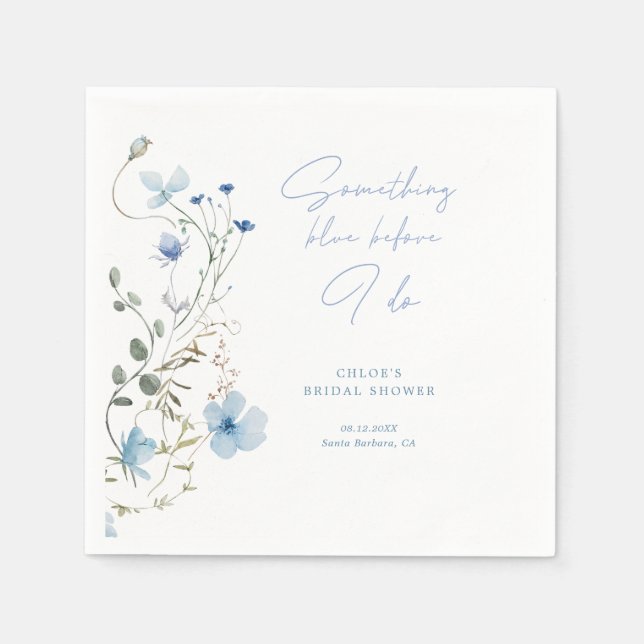 Etwas Blue Wildblume Brautparty Serviette (Vorderseite)