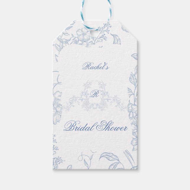 Etwas Blue Wildblume Bridal Dusche Einladung Geschenkanhänger (Vorderseite)