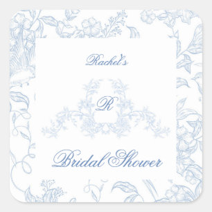 Etwas Blue Wildblume Bridal Dusche Einladung Quadratischer Aufkleber
