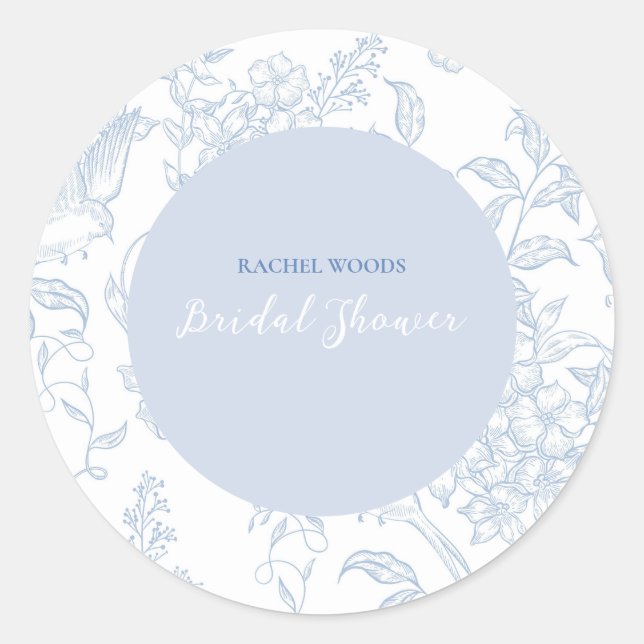 Etwas Blue Wildblume Bridal Dusche Einladung Runder Aufkleber (Vorderseite)