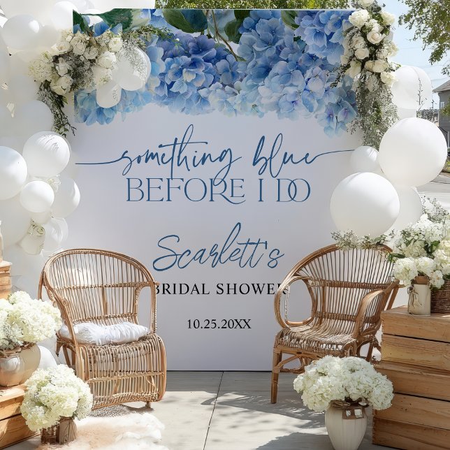 Etwas Elegantes Blue Hydrangea Brautparty Wandteppich (Something Blue Hydrangea Bridal Shower Welcome Tapestry)