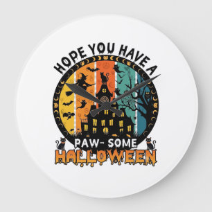 Etwas Halloween Spukhaus Hexe Schwarze Katzen_ Große Wanduhr
