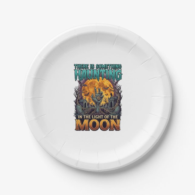 Etwas Heimsuchendes Mond Halloween Zombie Hand Gra Pappteller (Vorderseite)