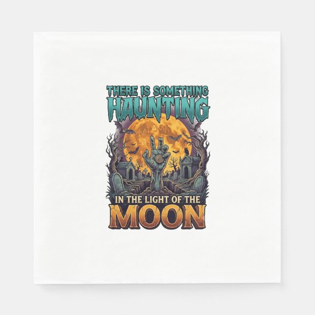Etwas Heimsuchendes Mond Halloween Zombie Hand Gra Serviette (Vorderseite)