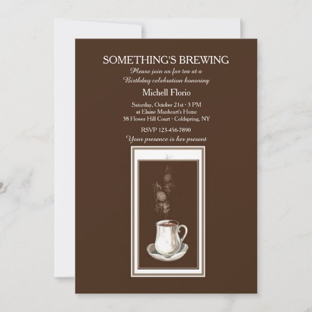 Etwas ist Brewing Tee(oder Coffee)Party Einladung (Vorderseite)