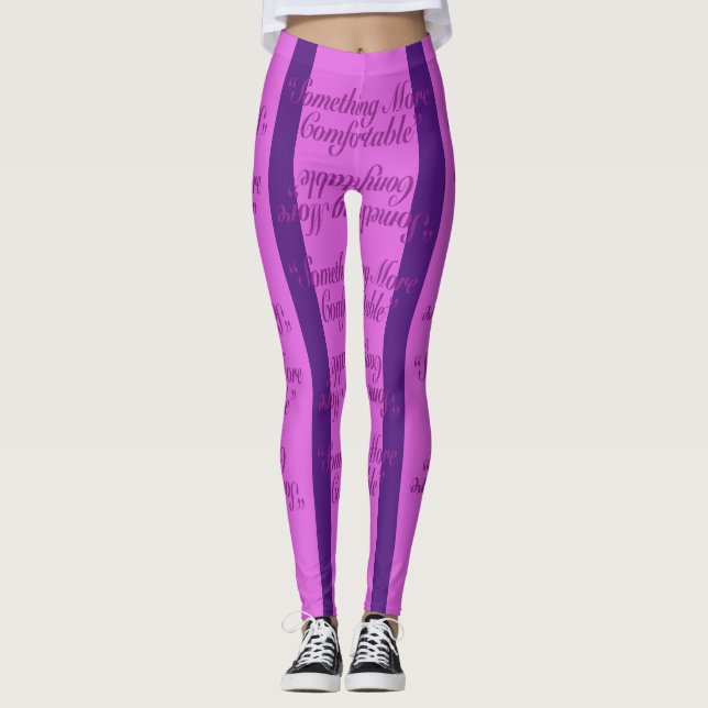 Etwas komfortablere Lila Streifen Leggings (Vorderseite)