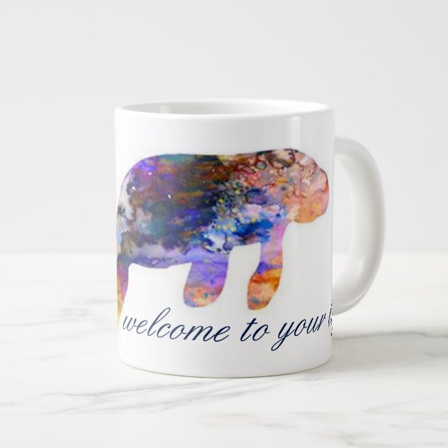 Etwas Neues Tasse_Watercolor Manatee Jumbo-Tasse (Vorderseite Rechts)