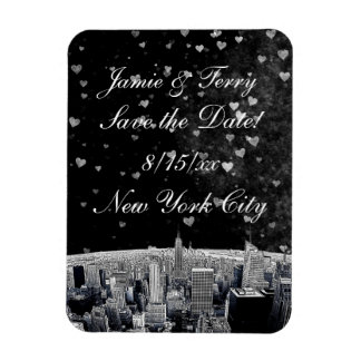 Etwas NYC Skyline #2 Black Wt Heart Save the Date Magnet