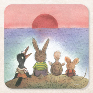 Etwas Rotes Rechteckiger Pappuntersetzer