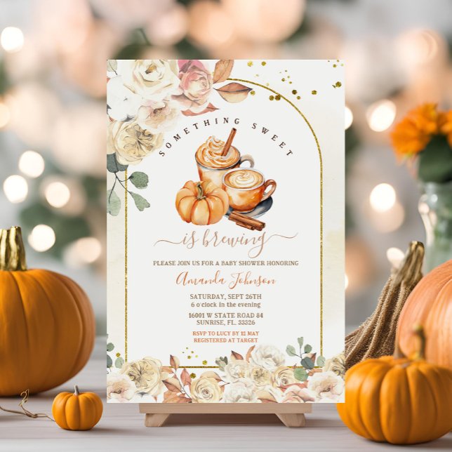 Etwas Süßes ist das Brennen von Gold Floral Baby D Einladung (Von Creator hochgeladen)