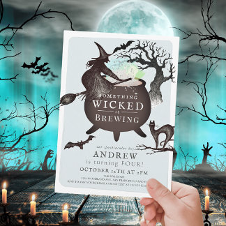 Etwas Wicked Brennen Halloween Bl Geburtstag Einladung