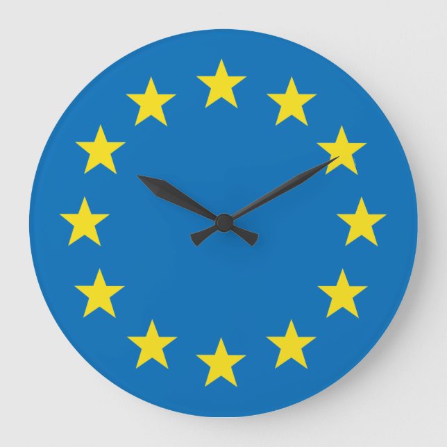 EU-Flagge (Europäische Gewerkschaft) rund um die U Große Wanduhr (Vorderseite)