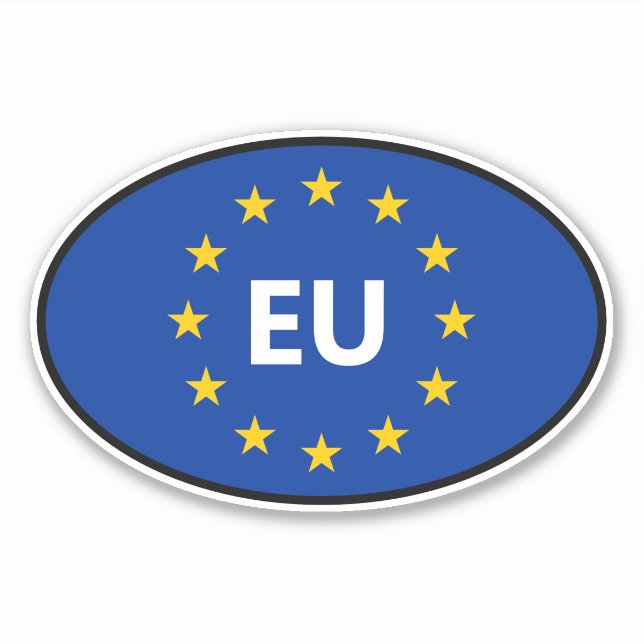 EU-Flagge - Ländercode für ovale Vinyl-Gewerkschaf Aufkleber (Vorderseite)