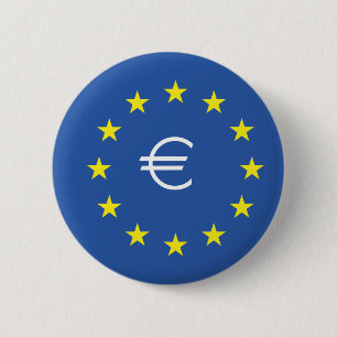 EU-Flagge mit EURO-Symbol Button
