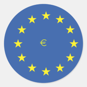 EU-Flagge.mit EURO-Symbol Runder Aufkleber