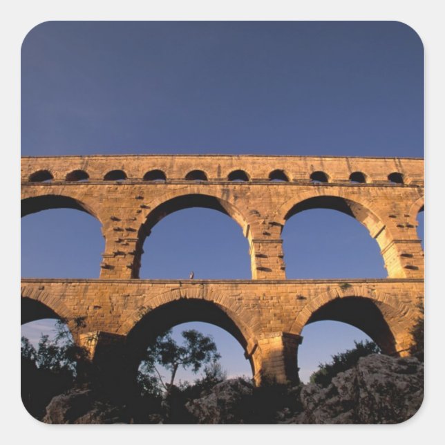 EU, Frankreich, Provence, Gard, Pont du Gard. römi Quadratischer Aufkleber (Vorderseite)