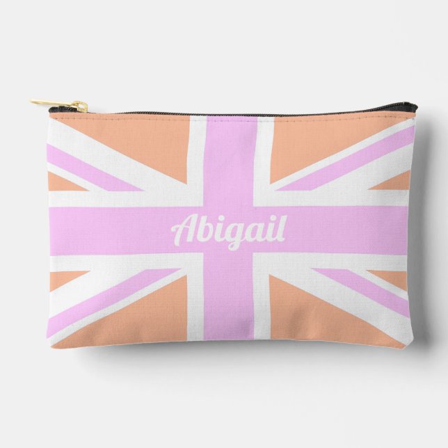 EU Jack / UK Flag in Girly Pink & Orange Zubehörtasche (Vorderseite)