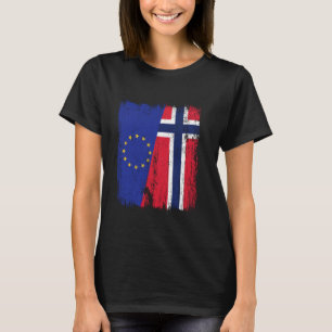 EU Norwegen Halbe Flagge Europäische Union Norwegi T-Shirt