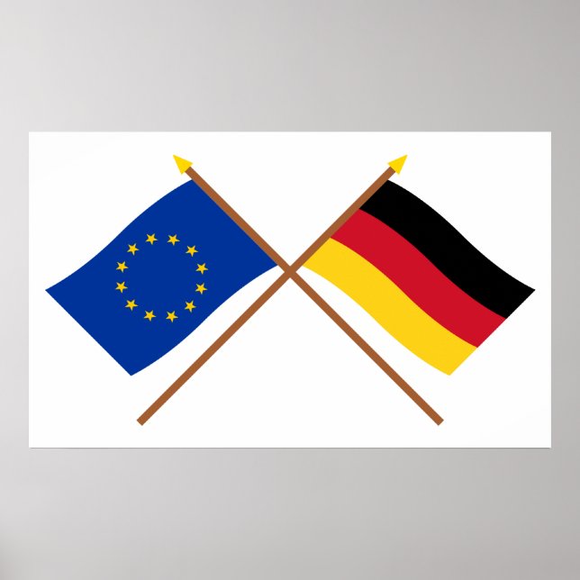 EU und Deutschland überquerten Flaggen Poster (Vorne)