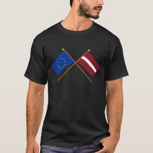 EU und Lettland gekreuzte Flaggen T-Shirt