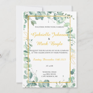 Eucaliptus Wedding Invite - Wasserfarbe Zeichnend Einladung