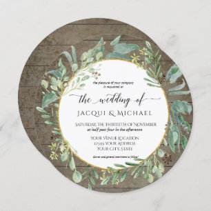 Eucalpytus foliage Watercolor Wedding Round Einladung
