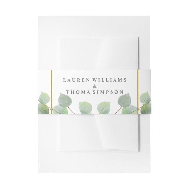 Eucalpytus Gold-Glitzer Einladungsbanderole (Vorderseite Beispiel)