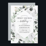 Eucalyptus 16 . Geburtstag Einladung zum Geburtsta<br><div class="desc">Weiße Rose und Eukalyptus Botanische Vegetation Wasserfarben Frühling oder Sommer 16 . Geburtstag Geburtstagsparty Einladungen - beinhaltet schöne und elegante Schrift Typografie mit modernen botanischen Blume und Grün für die besondere süße 16 Feiern.</div>