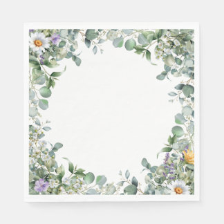 Eucalyptus and Wildflower Elegant Wedding Cocktail Serviette