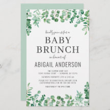 Eucalyptus Baby Brunch Dusche Einladung