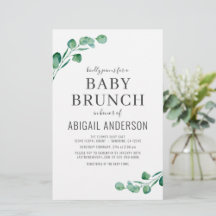 Eucalyptus Baby Brunch Grüne Einladung