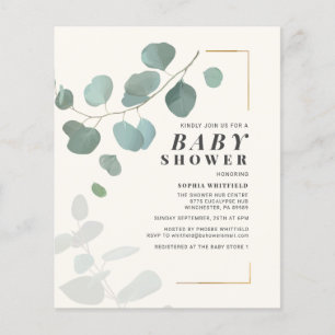 Eucalyptus Baby Dusche Aquarellfarbe Einladung