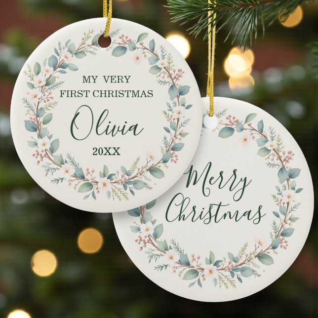 Eucalyptus Baby’s First Christmas Keramik Ornament (Von Creator hochgeladen)