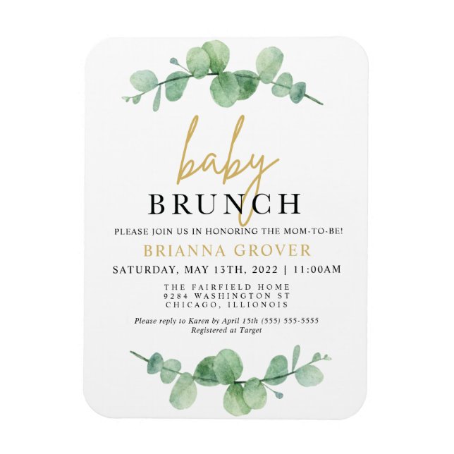 Eucalyptus Baby Shower Brunch Einladung Magnet (Vertikal)