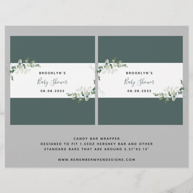 Eucalyptus Baby Shower Candy Bar Wrapper (Vorderseite)