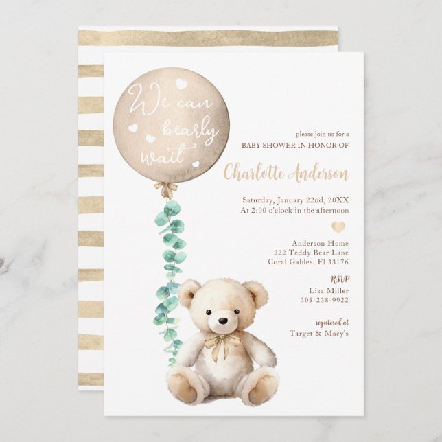 Eucalyptus Baby Shower Einladung (Vorne/Hinten)