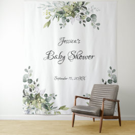 Eucalyptus Baby Shower Foto Hintergrundband Wandteppich