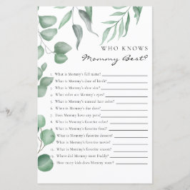 Eucalyptus Baby Shower Game Wer Mommy Best kennt