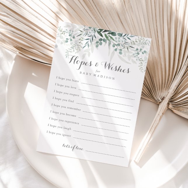 Eucalyptus Baby Shower Hopwers & Wish Card Postkarte (Von Creator hochgeladen)