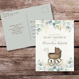 Eucalyptus Baby Shower Watercolor Einladung Postkarte