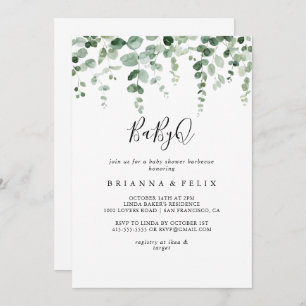 Eucalyptus BabyQ Baby Shower Barbecue Einladung