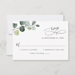 Eucalyptus Blätter Greenery Monogram RSVP Card