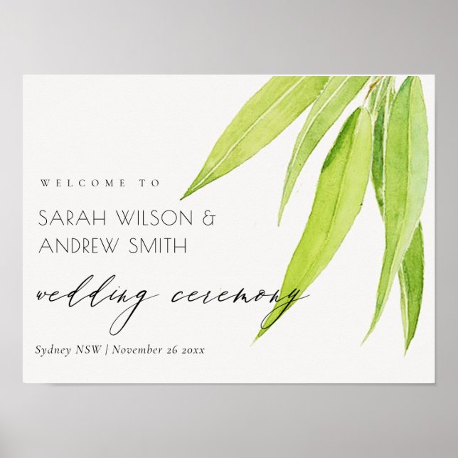 EUCALYPTUS-BLÄTTER WATERCOLOR FOLIAGE WEDD POSTER (Vorne)