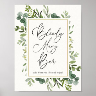 Eucalyptus Bloody Mary Bar Sign Poster