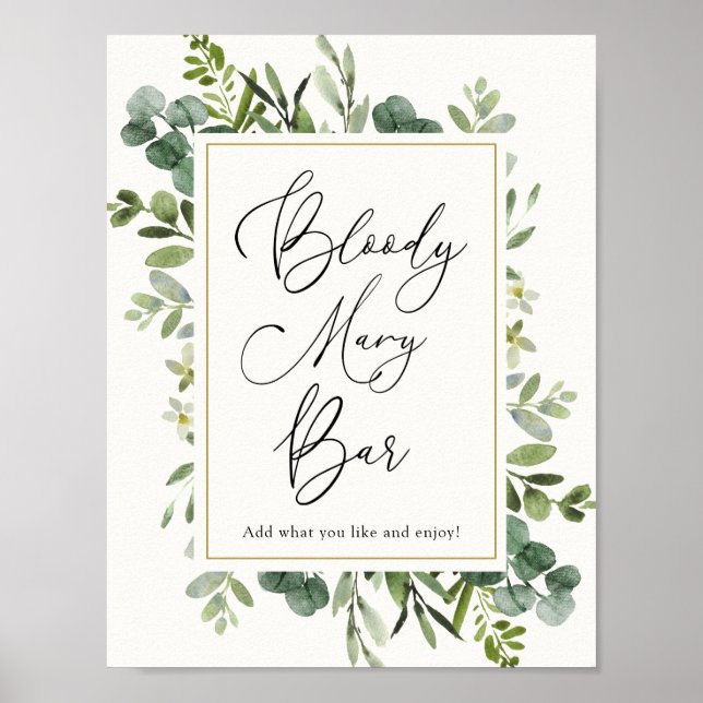 Eucalyptus Bloody Mary Bar Sign Poster (Vorne)