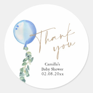 Eucalyptus Blue Balloon Baby Dusche Runder Aufkleber