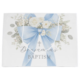 Eucalyptus Blue Bow Baby Boy Baptism Große Geschenktüte
