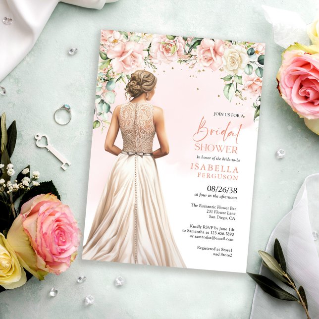 Eucalyptus Blush Pink Roses Floral Bridal Shower Einladung (Von Creator hochgeladen)