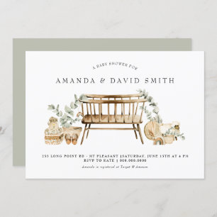 Eucalyptus Bohemische Babydusche Grün  Einladung